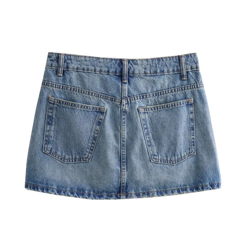 2024 New Spring and Summer  Women's Mini Skirts Fashion Women Denim Skirts Casual Chic High Street Ladies Skirt