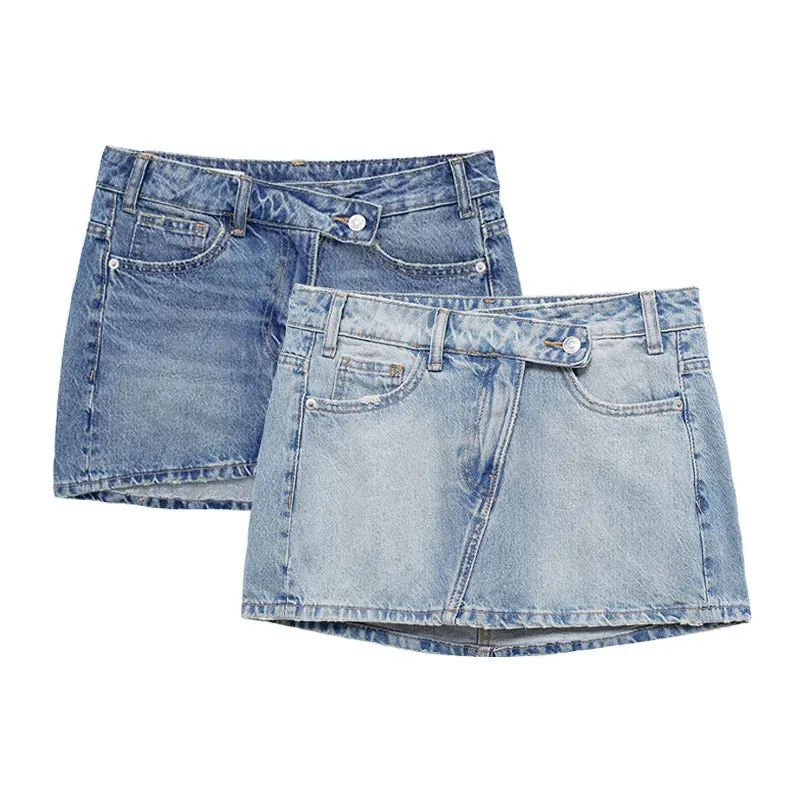 2024 New Spring and Summer  Women's Mini Skirts Fashion Women Denim Skirts Casual Chic High Street Ladies Skirt