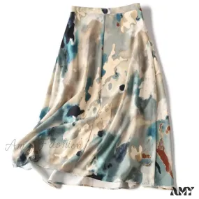 Amy Fashion - Satin Office Lady Silk Midi Skirts