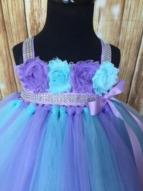 Aqua & Lavender Girls Tutu Dress, Aqua Flower Girl Dress, Aqua & Lavender Flower Girl Dress