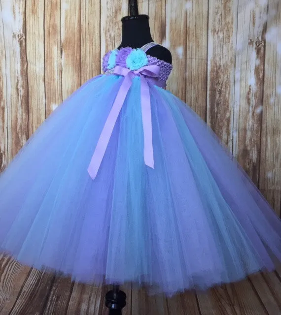 Aqua & Lavender Girls Tutu Dress, Aqua Flower Girl Dress, Aqua & Lavender Flower Girl Dress