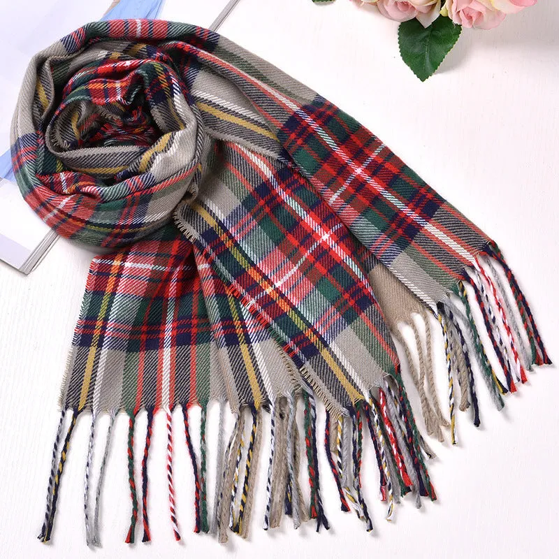 Autumn And Winter British Style Plaid Scarf Winter