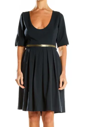 Black Elegant Belted Cocktail Dress