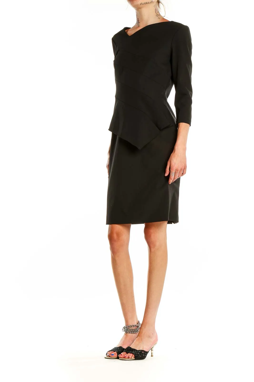 Black Elegant Peplum Sheath Dress