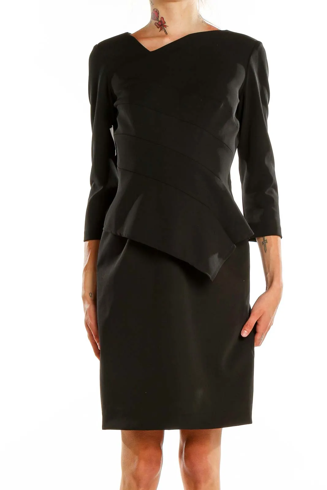 Black Elegant Peplum Sheath Dress