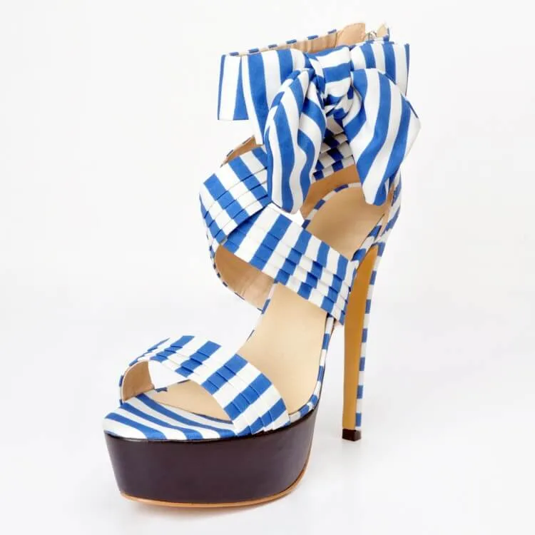 Blue Gladiators Platform Lace Up Sandals