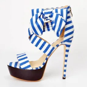 Blue Gladiators Platform Lace Up Sandals