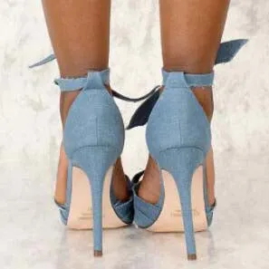 Bow Heel Stiletto Heel Sandals