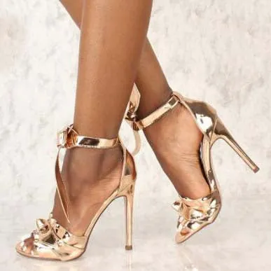 Bow Heel Stiletto Heel Sandals