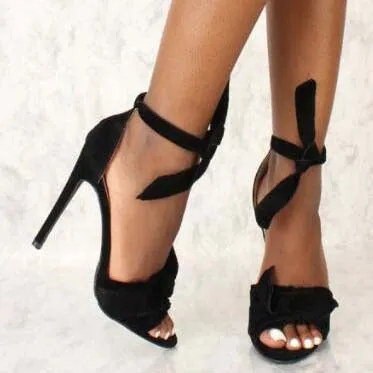 Bow Heel Stiletto Heel Sandals