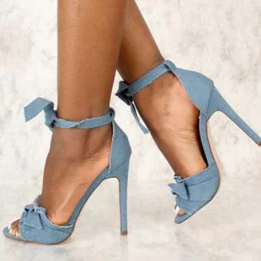 Bow Heel Stiletto Heel Sandals