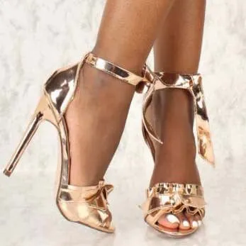 Bow Heel Stiletto Heel Sandals