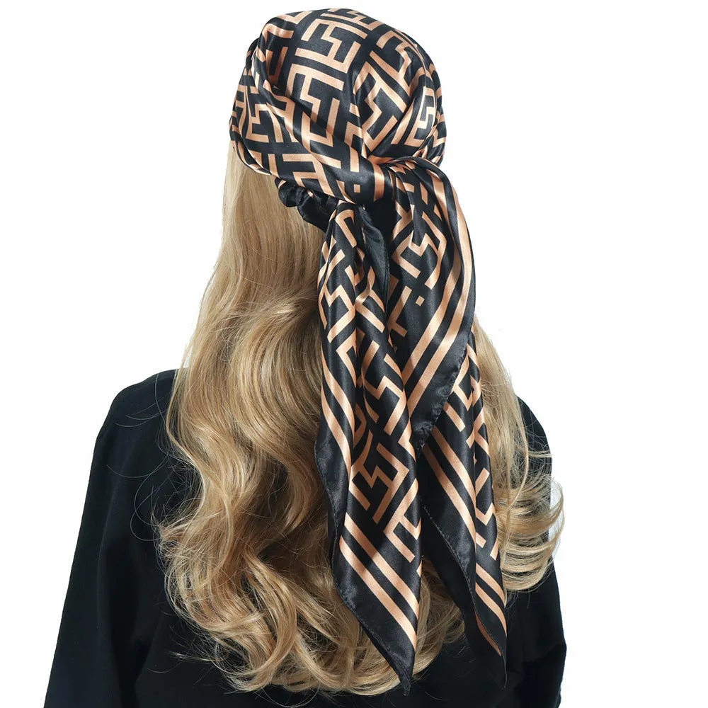 Chain Printed Scarf Women's Casual Scarf 90 90cm Satin Large Kerchief