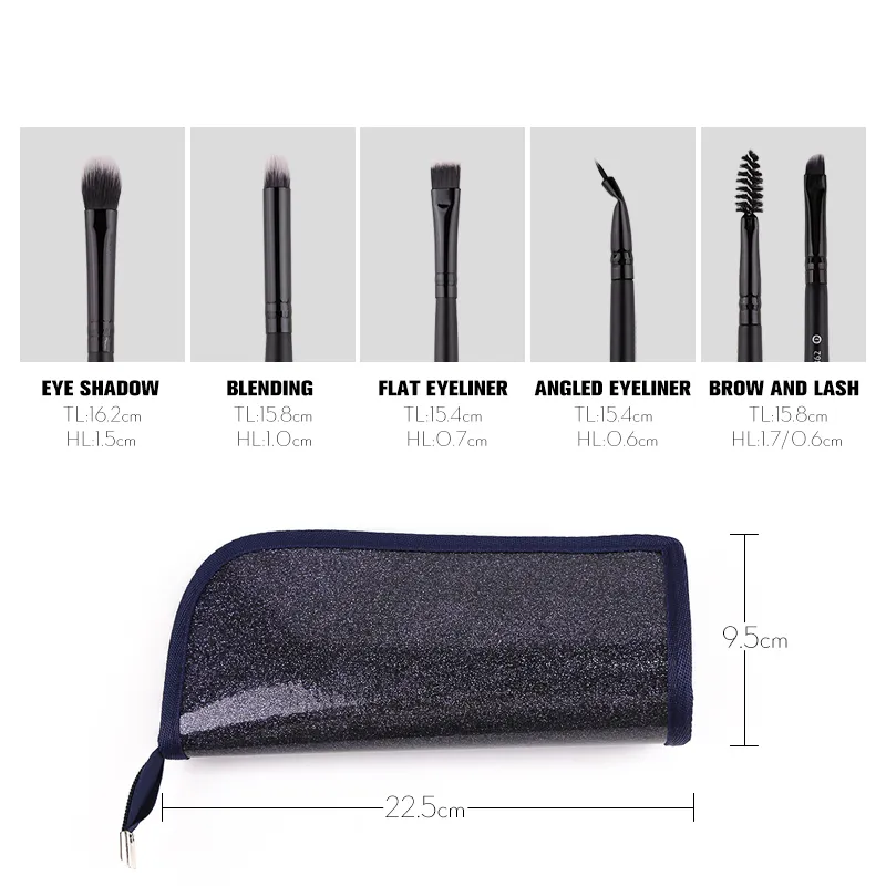 Classic Black Makeup Brush Set - 7/9/15PCS