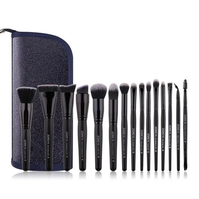 Classic Black Makeup Brush Set - 7/9/15PCS