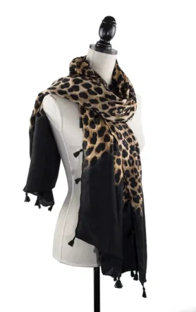 Classic Leopard Print Tasseled Shawl Wrap Scarf