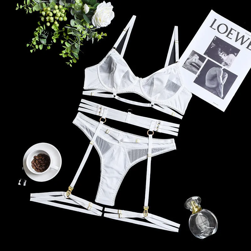 comfortable gathering lingerie four-piece set