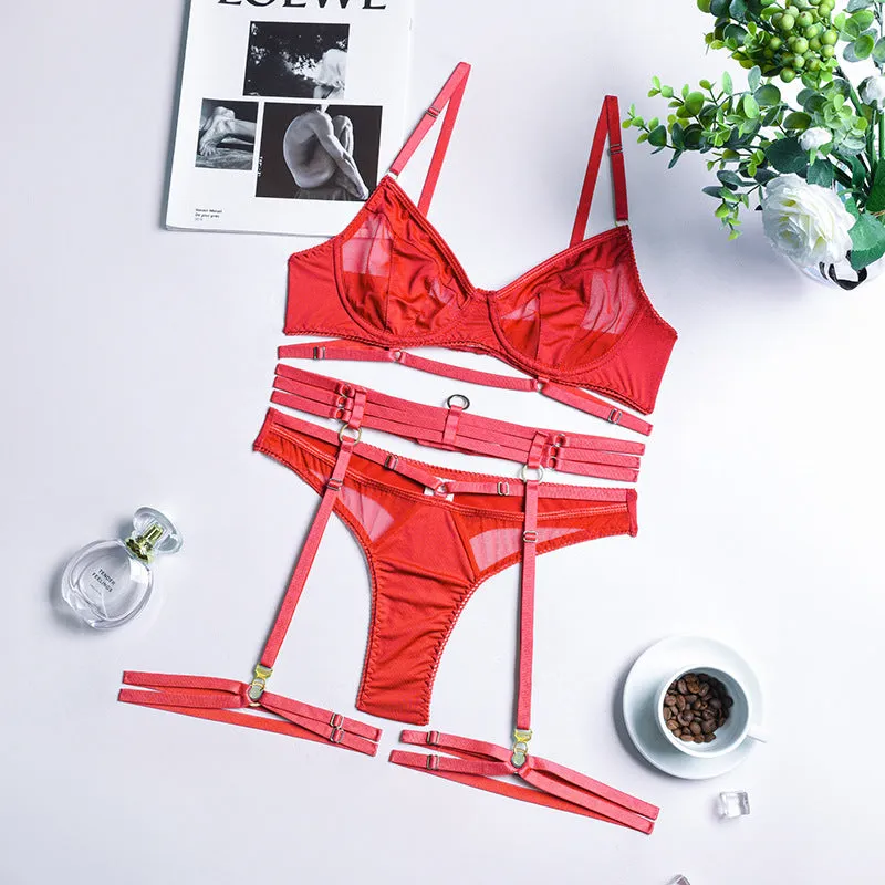 comfortable gathering lingerie four-piece set