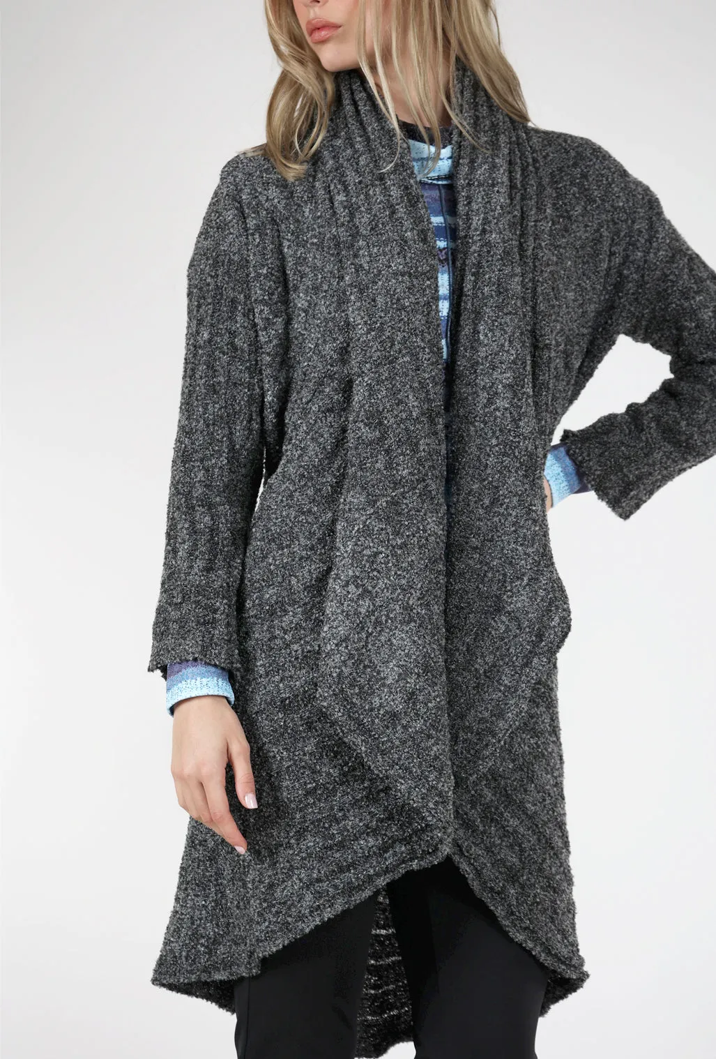 Cozy Cardigan Wrap Sweater, Charcoal