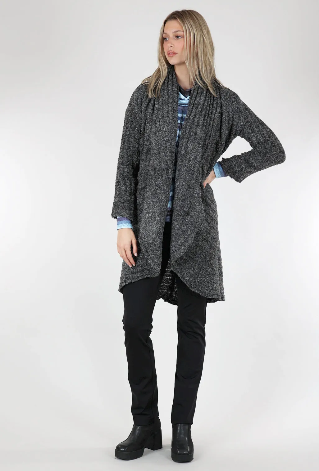 Cozy Cardigan Wrap Sweater, Charcoal