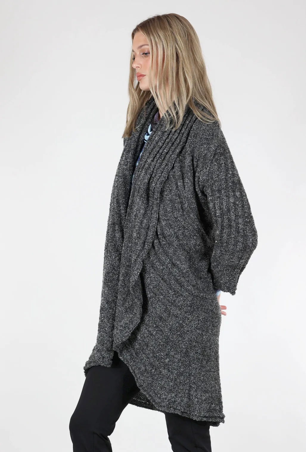 Cozy Cardigan Wrap Sweater, Charcoal