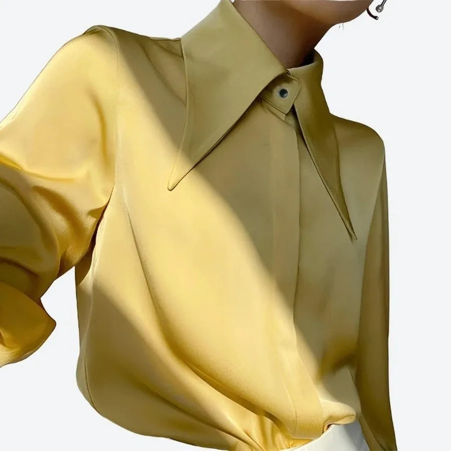 Elegant Long Sleeve Satin Shirts