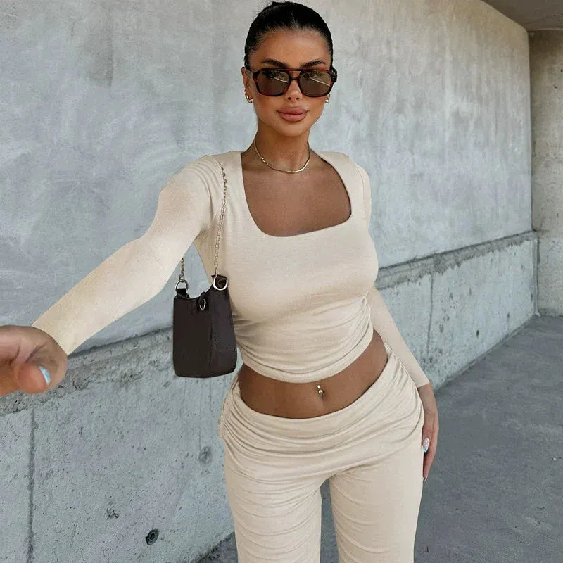 Emmaleigh U-Neck Crop Top Suit