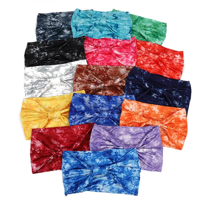 European And American New Tie-dye Sports Sweat-absorbent Hair Band Women's Super Wide Headscarf