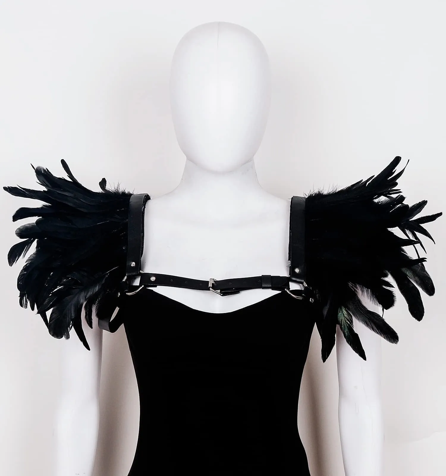 European And American Punk Gothic Feather Leather Shoulder Knot