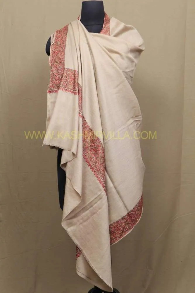 Fawn Colour Base With Attractive Sozni Embroidery On Border Looks Unique.