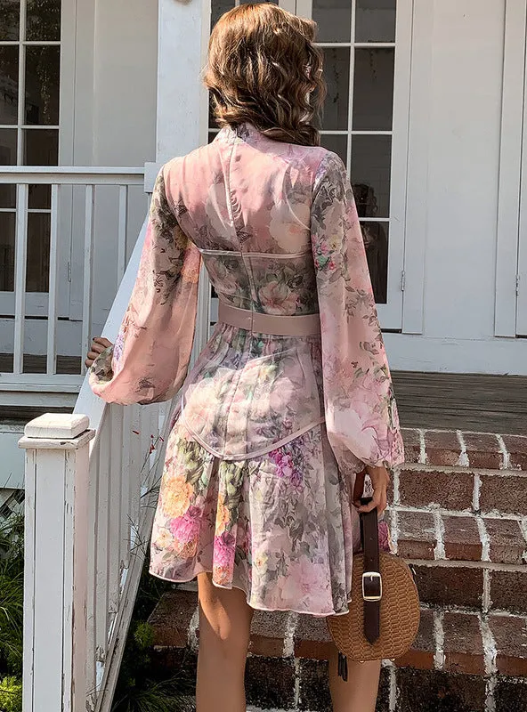 Floral Sweet Lantern Sleeve Dress