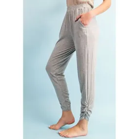 Gray Shirred Ankle Lounge Pants