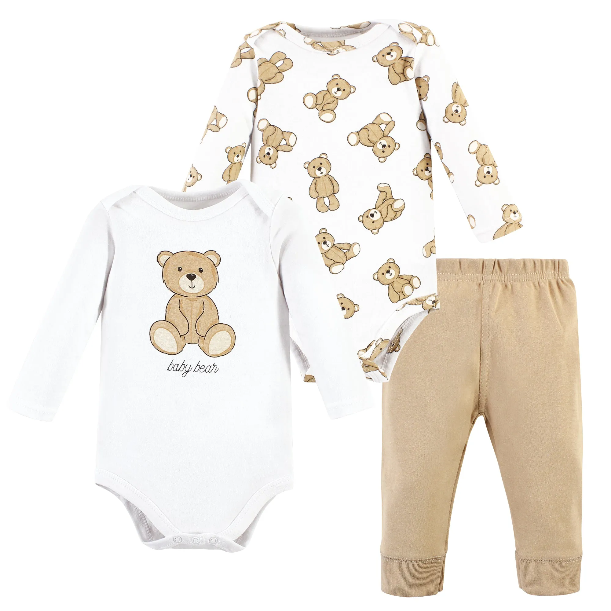 Hudson Baby Cotton Bodysuit and Pant Set, Teddy Bears