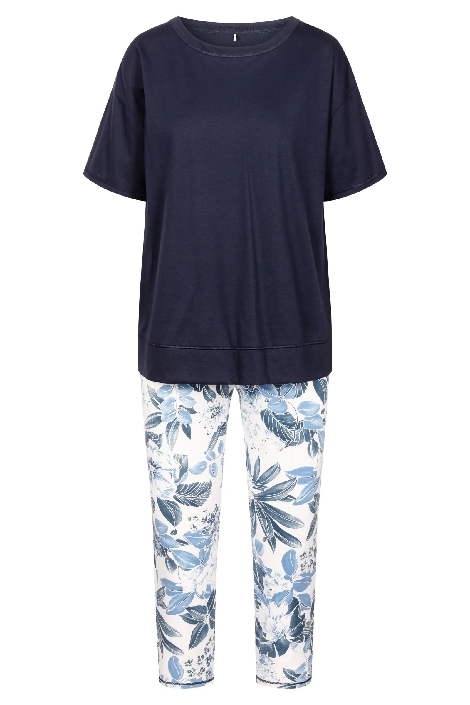 Indigo Floral Capri Pants Pajama Set