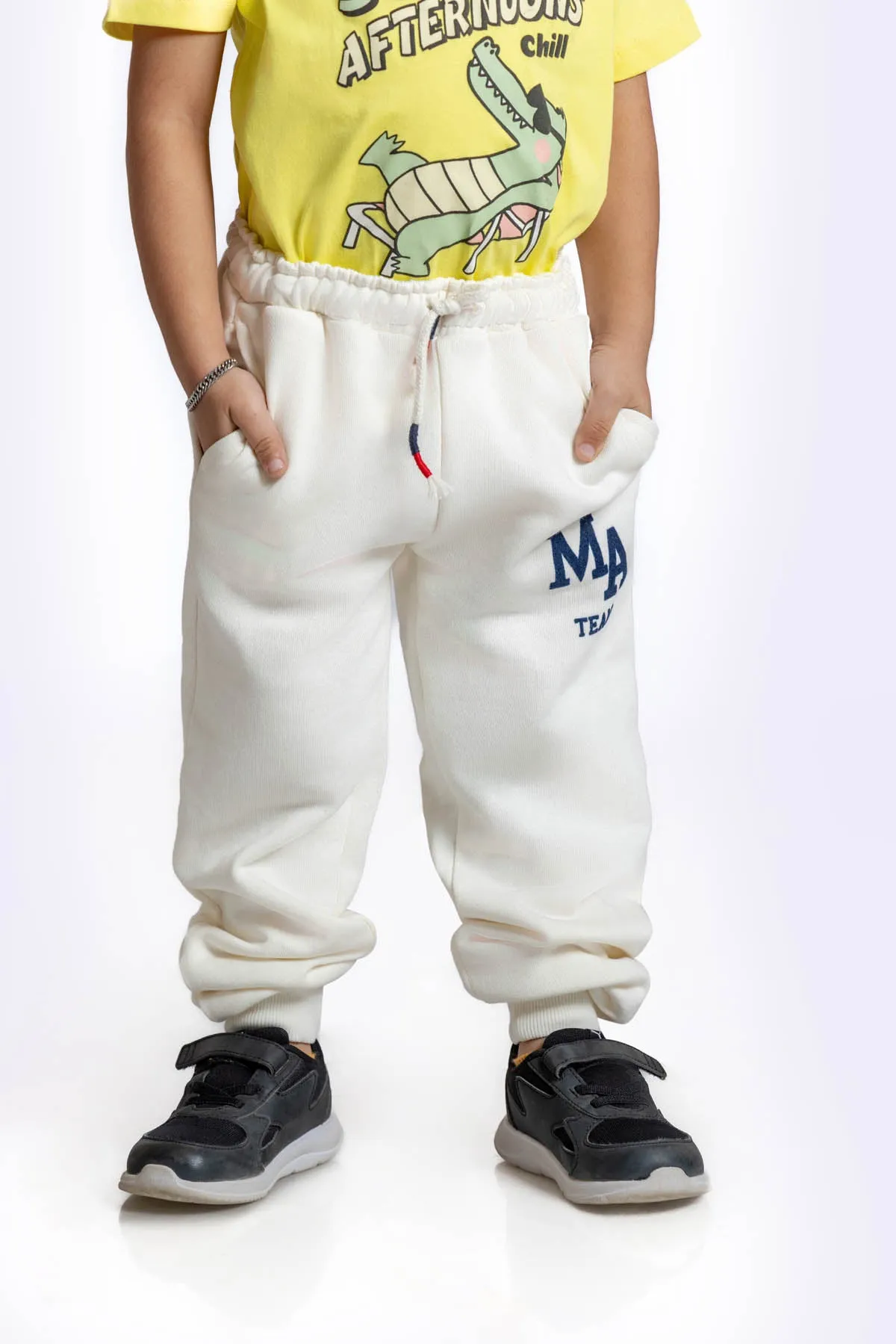 Jogger Pant For Baby Boy - Ecru