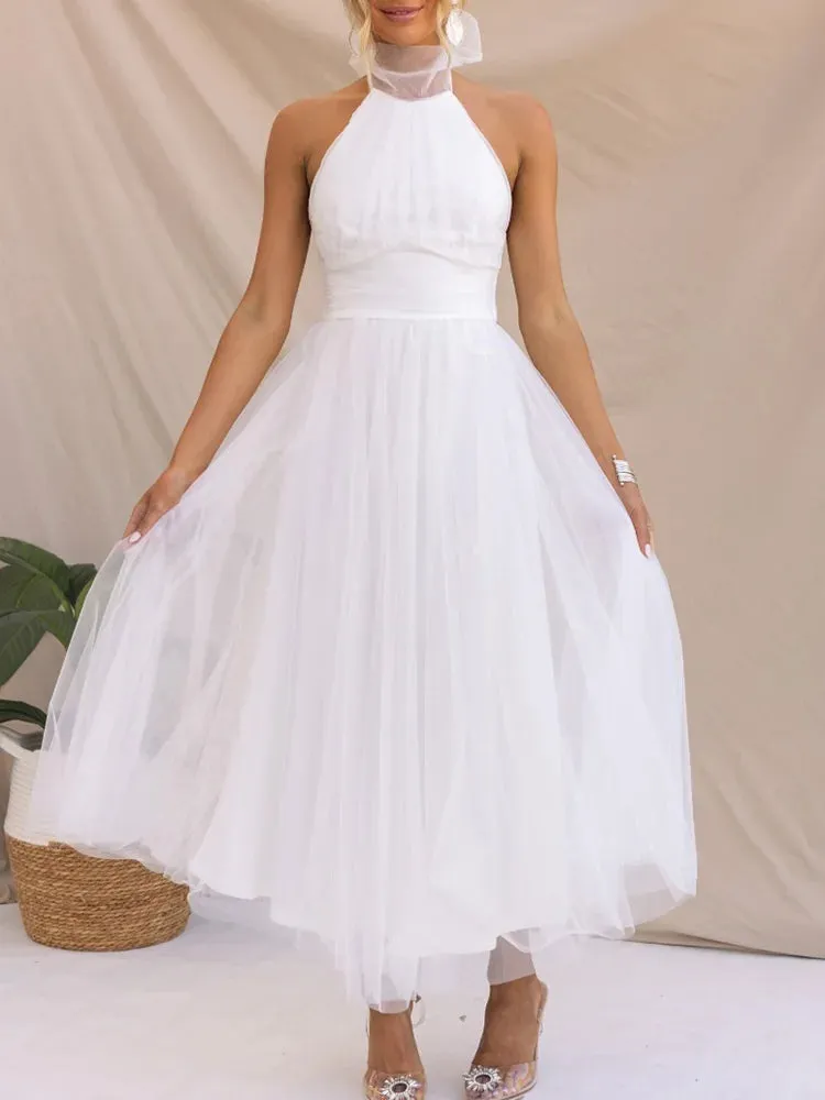 Lantern Sleeveless Elegant Gauze Party Dresses