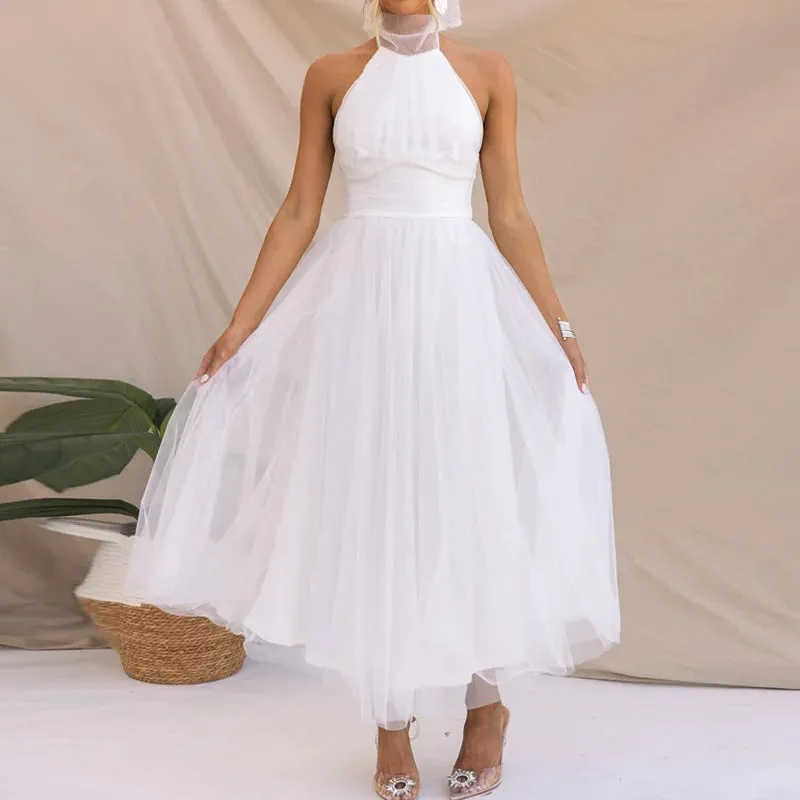 Lantern Sleeveless Elegant Gauze Party Dresses