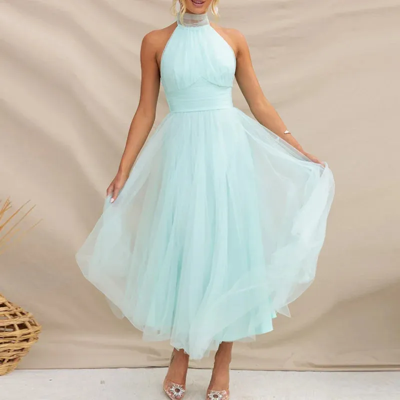 Lantern Sleeveless Elegant Gauze Party Dresses