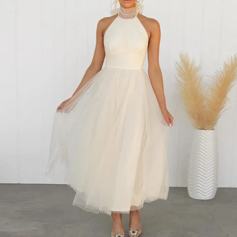 Lantern Sleeveless Elegant Gauze Party Dresses