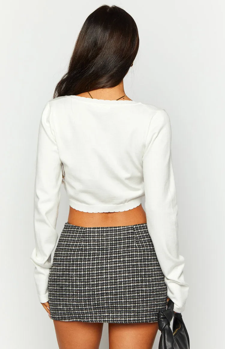 Liam White Long Sleeve Crop Top