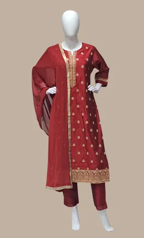 Maroon Embroidered Punjabi