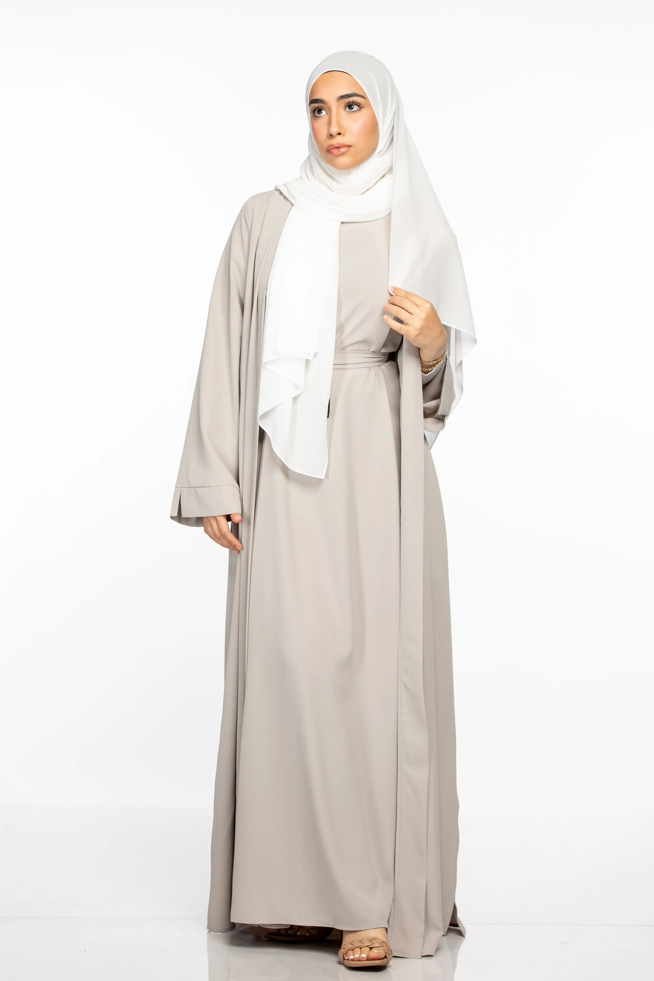 Marwa 3 piece Abaya Set - Grey