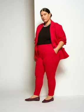 Minimalist Moro Pintuck Pocket Ponte Pants - Vermilion Red