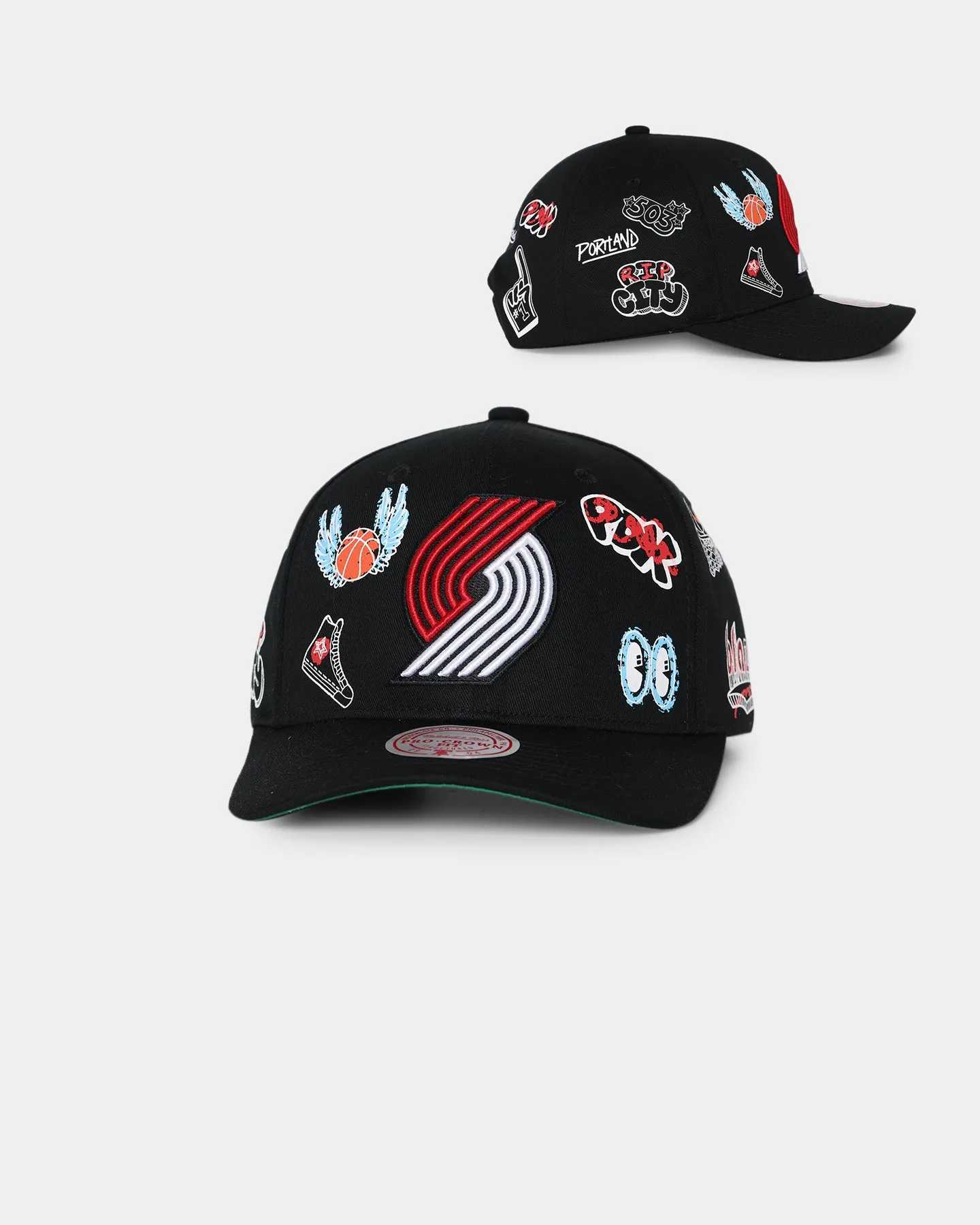 Mitchell & Ness Portland Trail Blazers 'Hand Drawn Doodle' Pro Crown Snapback Black