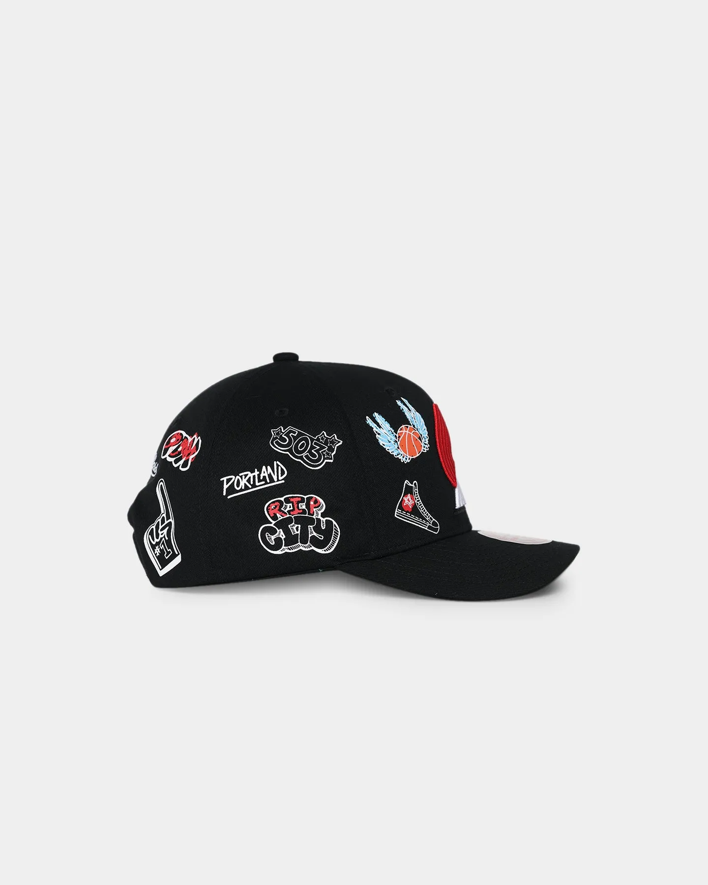 Mitchell & Ness Portland Trail Blazers 'Hand Drawn Doodle' Pro Crown Snapback Black