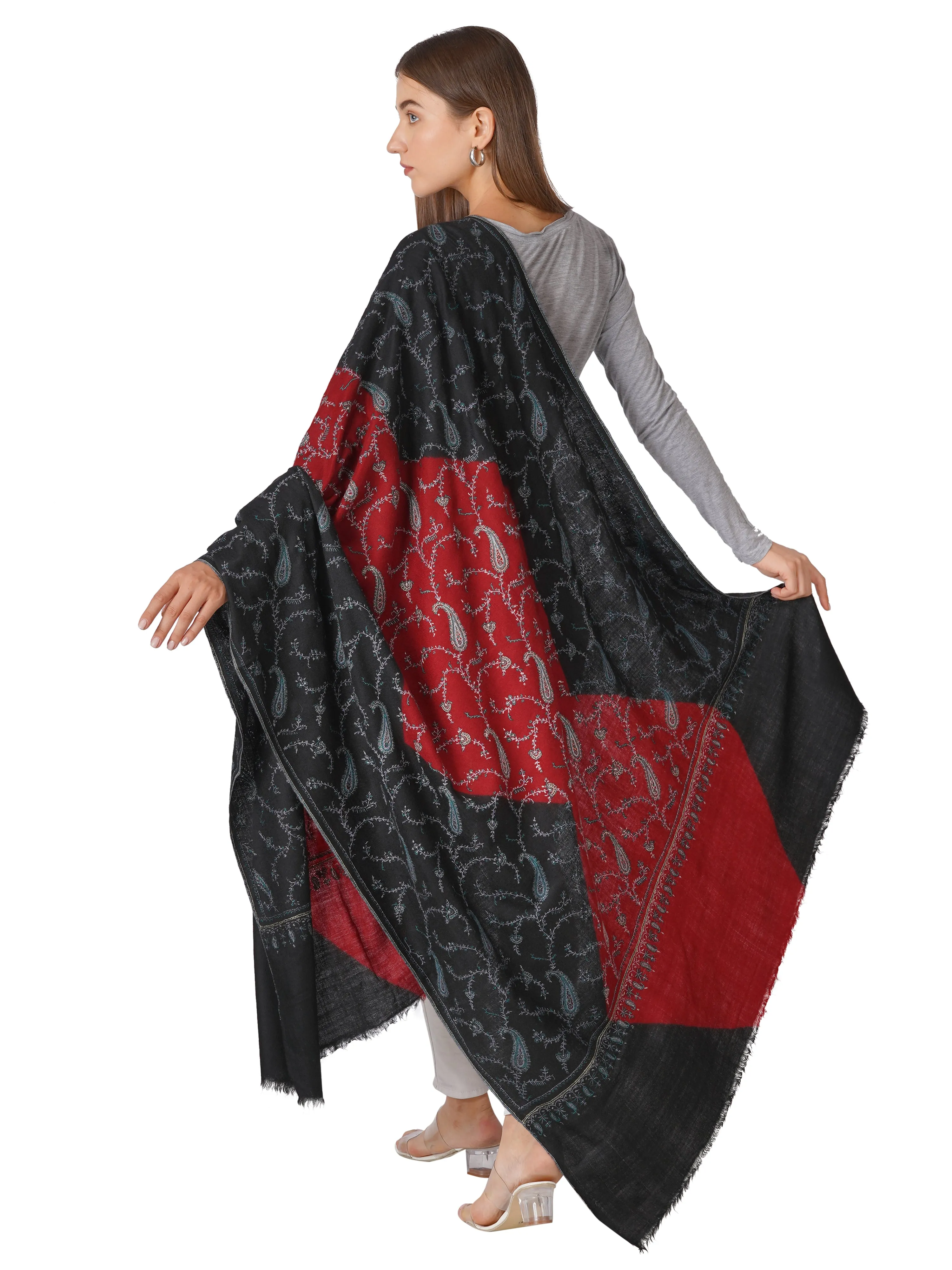 Modern Pashmina Shawl – Trendy and Timeless - Black & Red