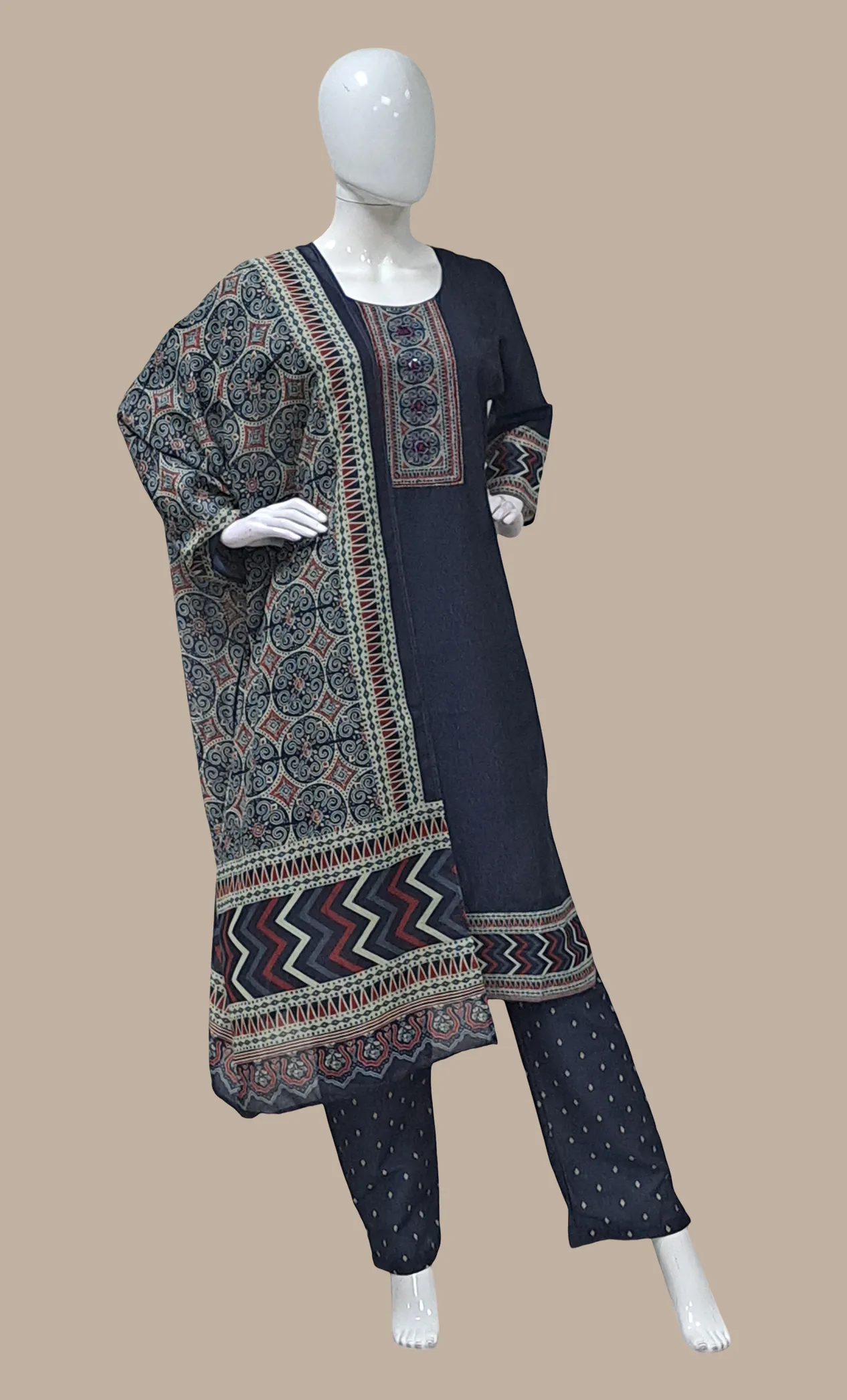 Navy Embroidered Punjabi