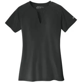 Nike Women's Black/Black Dri-FIT Stretch Woven V-Neck Top