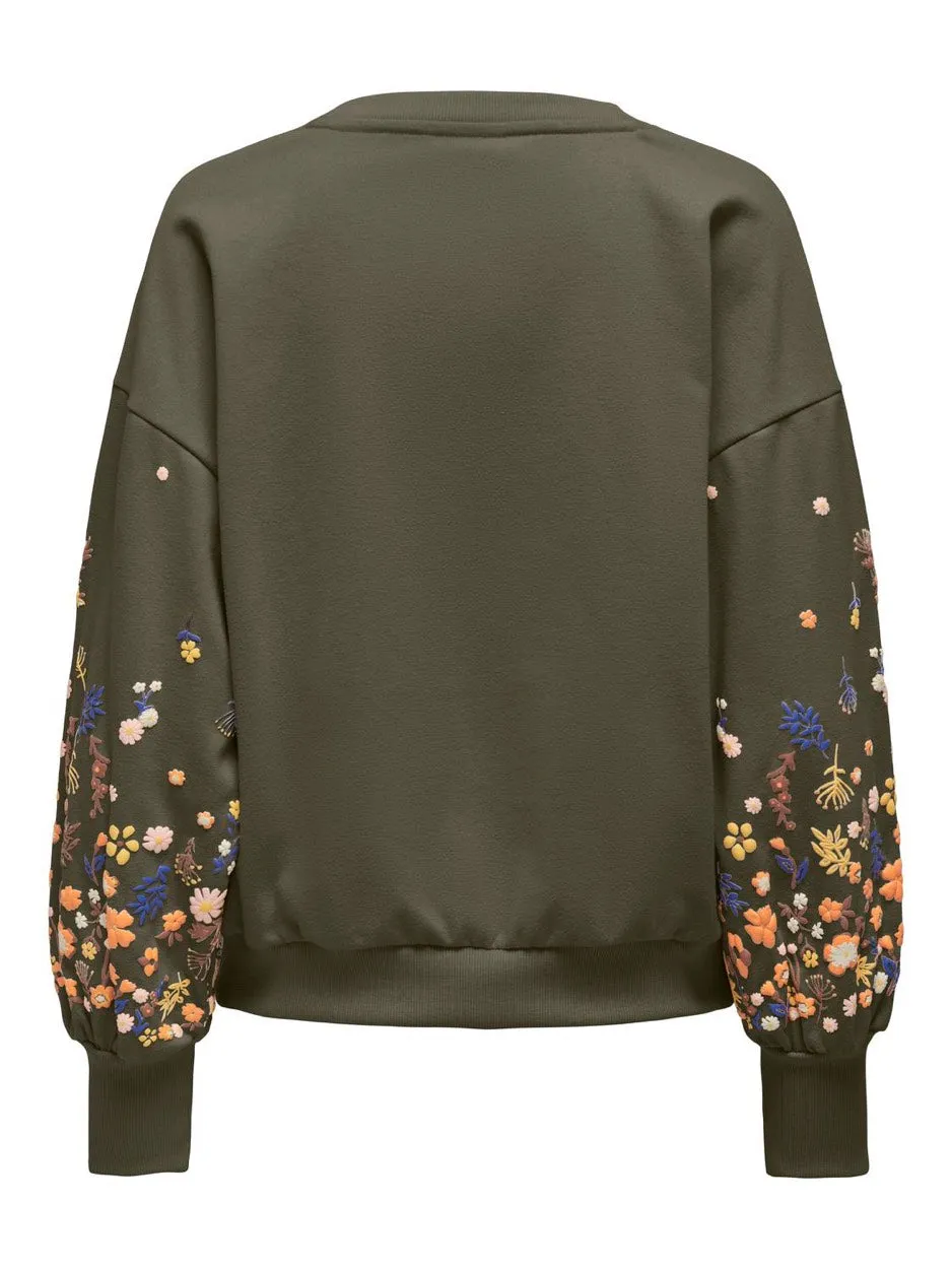 Onlbrooke L/s O-neck Flower Swt Noo - Oranje