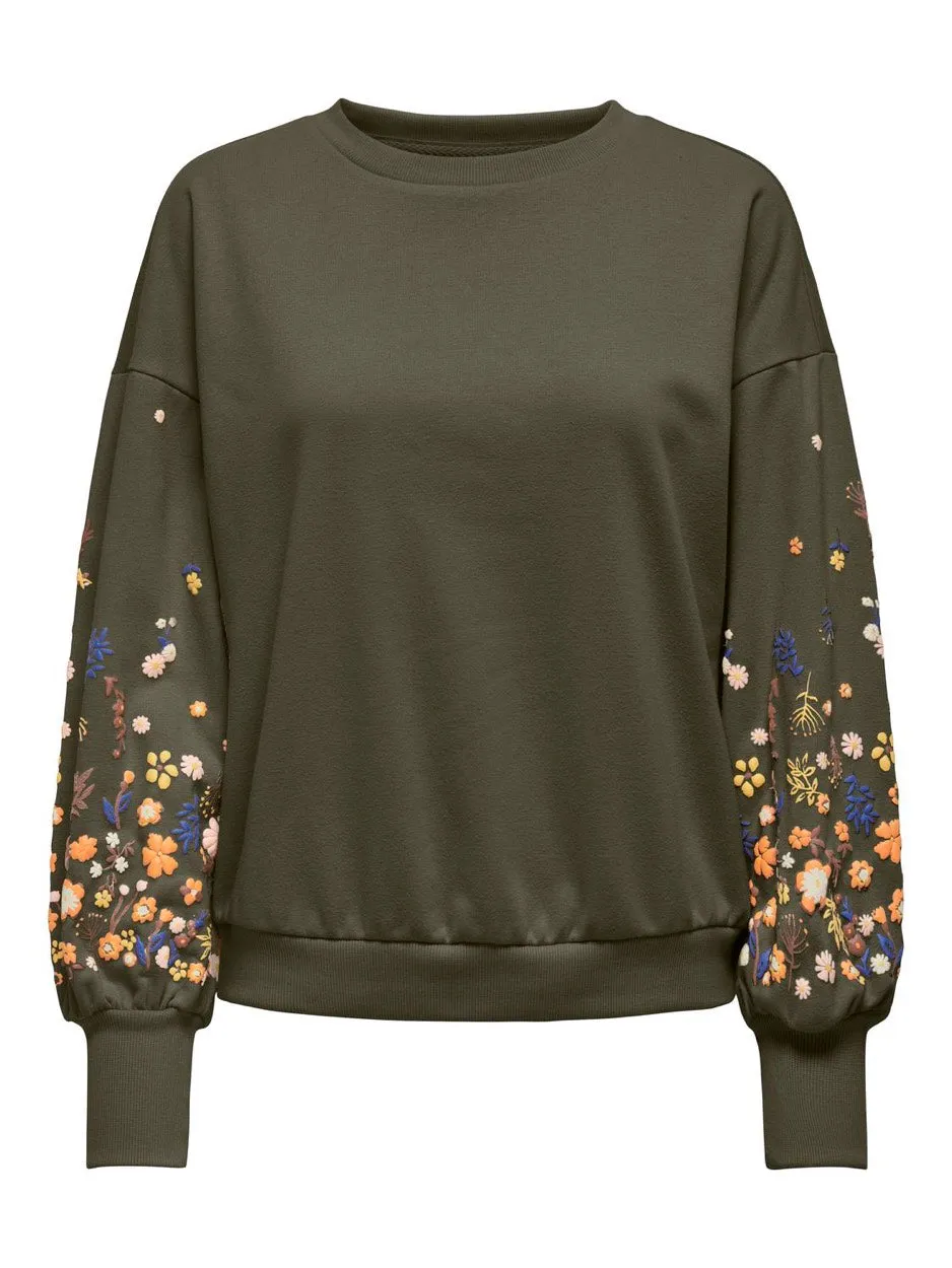 Onlbrooke L/s O-neck Flower Swt Noo - Oranje